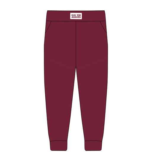 The Becca Joggers Gig 'Em Aggies Woven Label | Deep Maroon