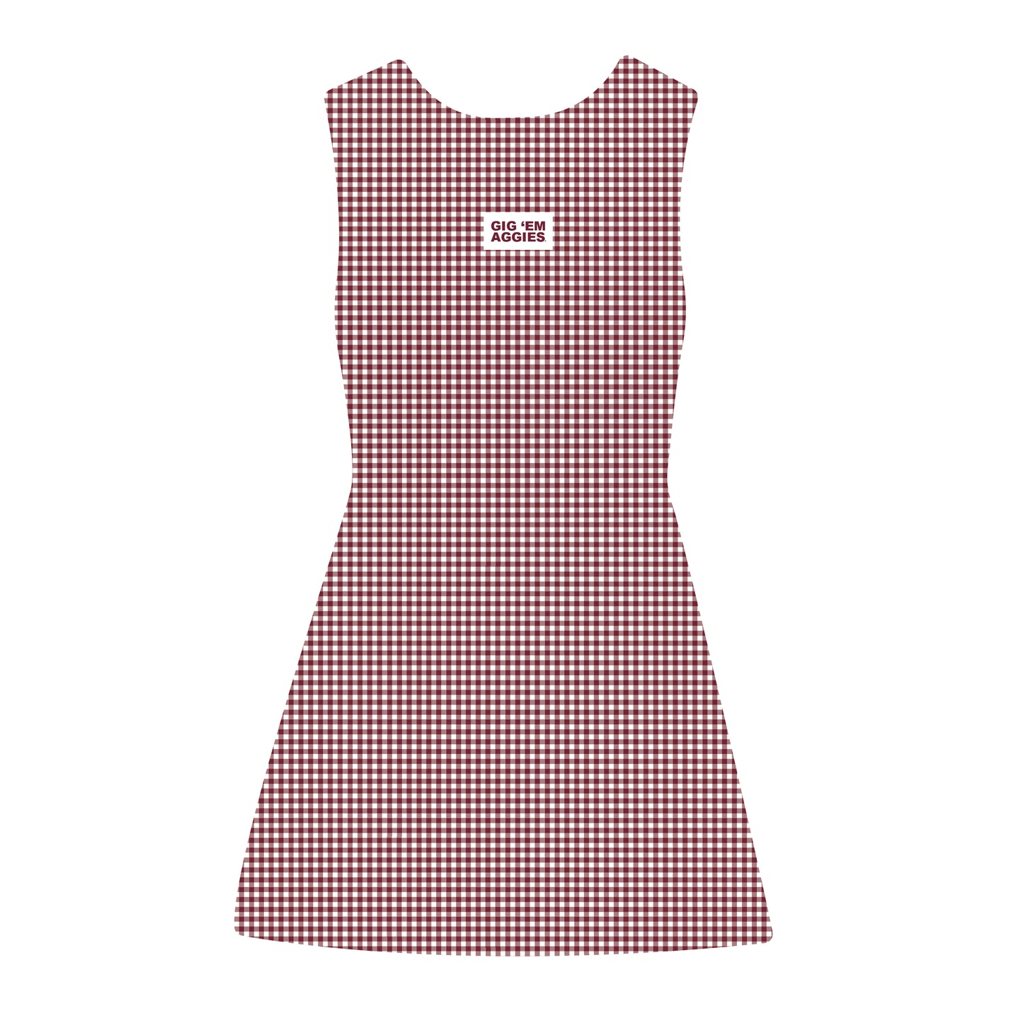 The Grace Gingham Dress Gig 'Em Aggies Woven Label | Deep Maroon