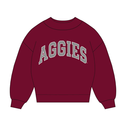 The Madi Classic Mockneck Aggies Applique | Deep Maroon