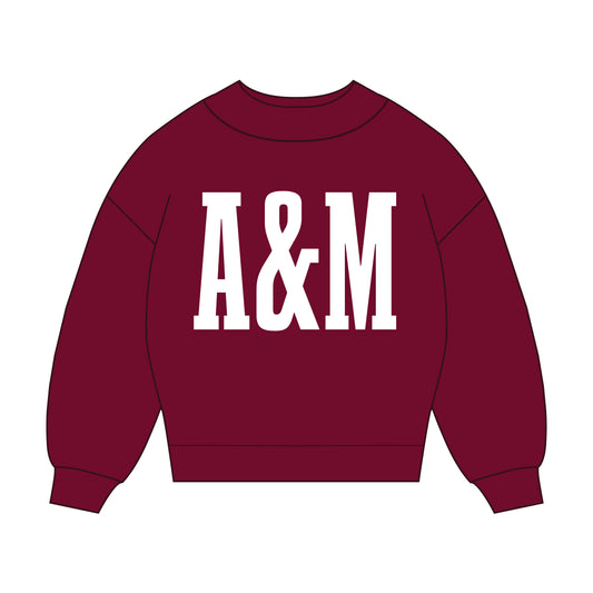 The Madi Varsity Mockneck Texas A&M | Deep Maroon