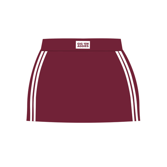 The Savannah Sporty Skort Gig 'Em Aggies Woven Label | Deep Maroon
