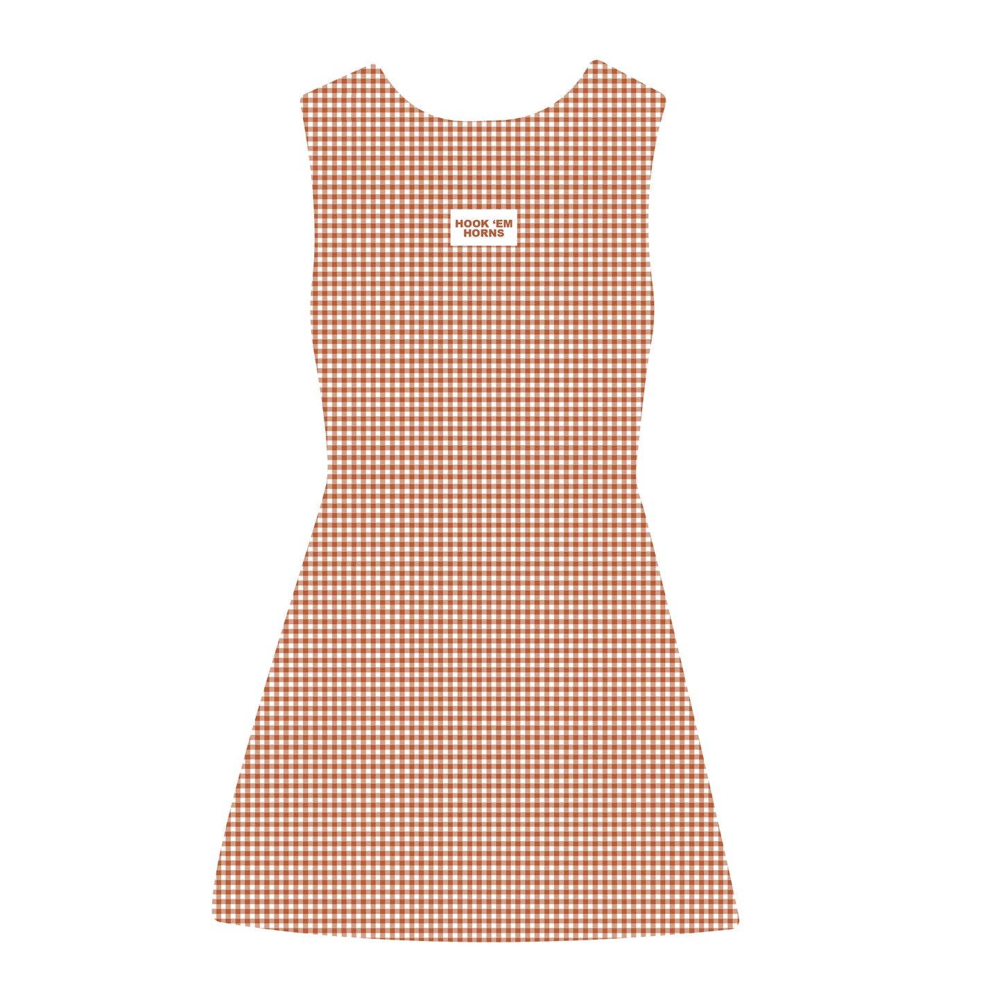 The Grace Gingham Dress Hook 'Em Horns Woven Label | Youth Burnt Orange