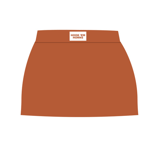 The Hayden High Waisted Skort Hook 'Em Horns Woven Label | Burnt Orange