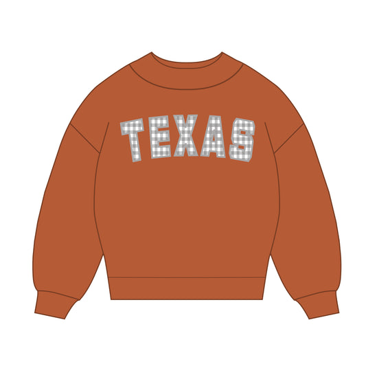 The Mallory Gingham Mockneck Texas | Burnt Orange