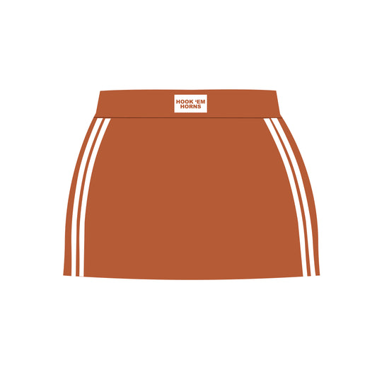 The Savannah Sporty Skort Hook 'Em Horns Woven Label | Burnt Orange