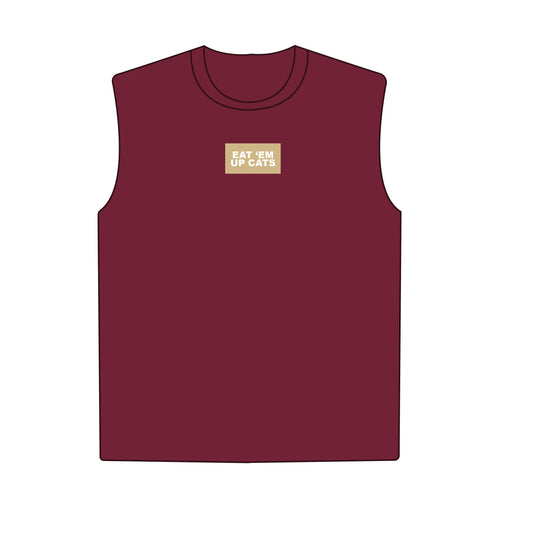 The Anna Active Tank Eat 'Em Up Cats Woven Label | Maroon