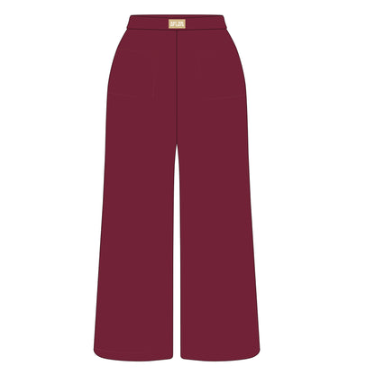 The Ava Airy Pants Eat 'Em Up Cats Woven Label | Maroon