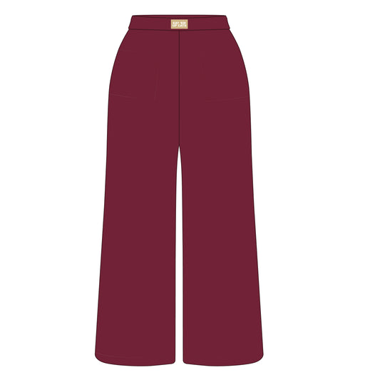 The Ava Airy Pants Eat 'Em Up Cats Woven Label | Maroon