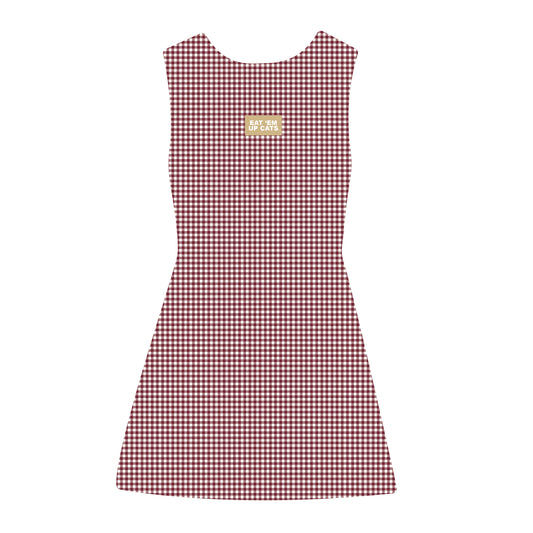 The Grace Gingham Dress Eat 'Em Up Cats Woven Label | Maroon