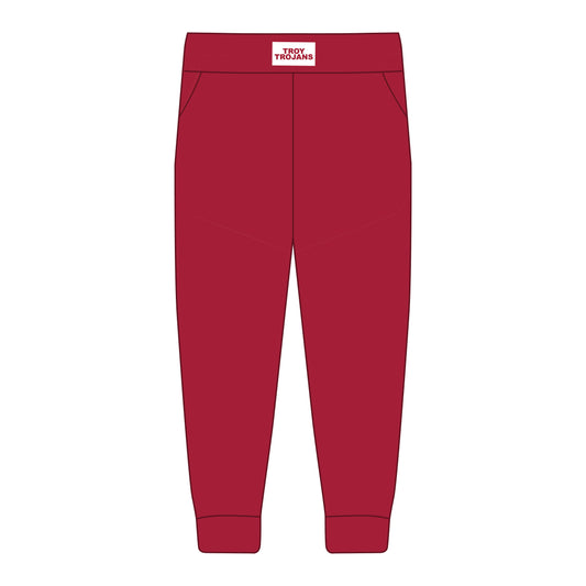 The Becca Joggers Troy Trojans Woven Label | Deep Red