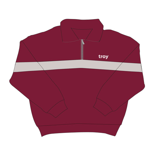 The Heather Half Zip Troy | Maroon