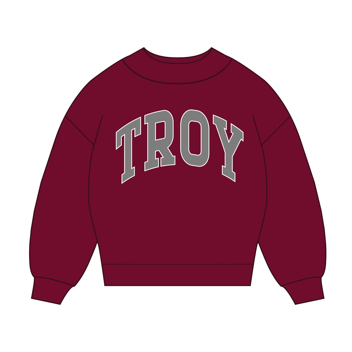 The Madi Classic Mockneck Maroon Troy Applique | Grey