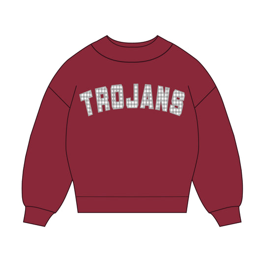 The Mallory Gingham Mockneck Troy | Deep Red