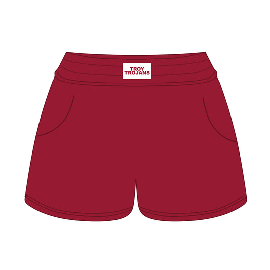 The Ava Airy Shorts Troy Trojans Woven Label | Deep Red
