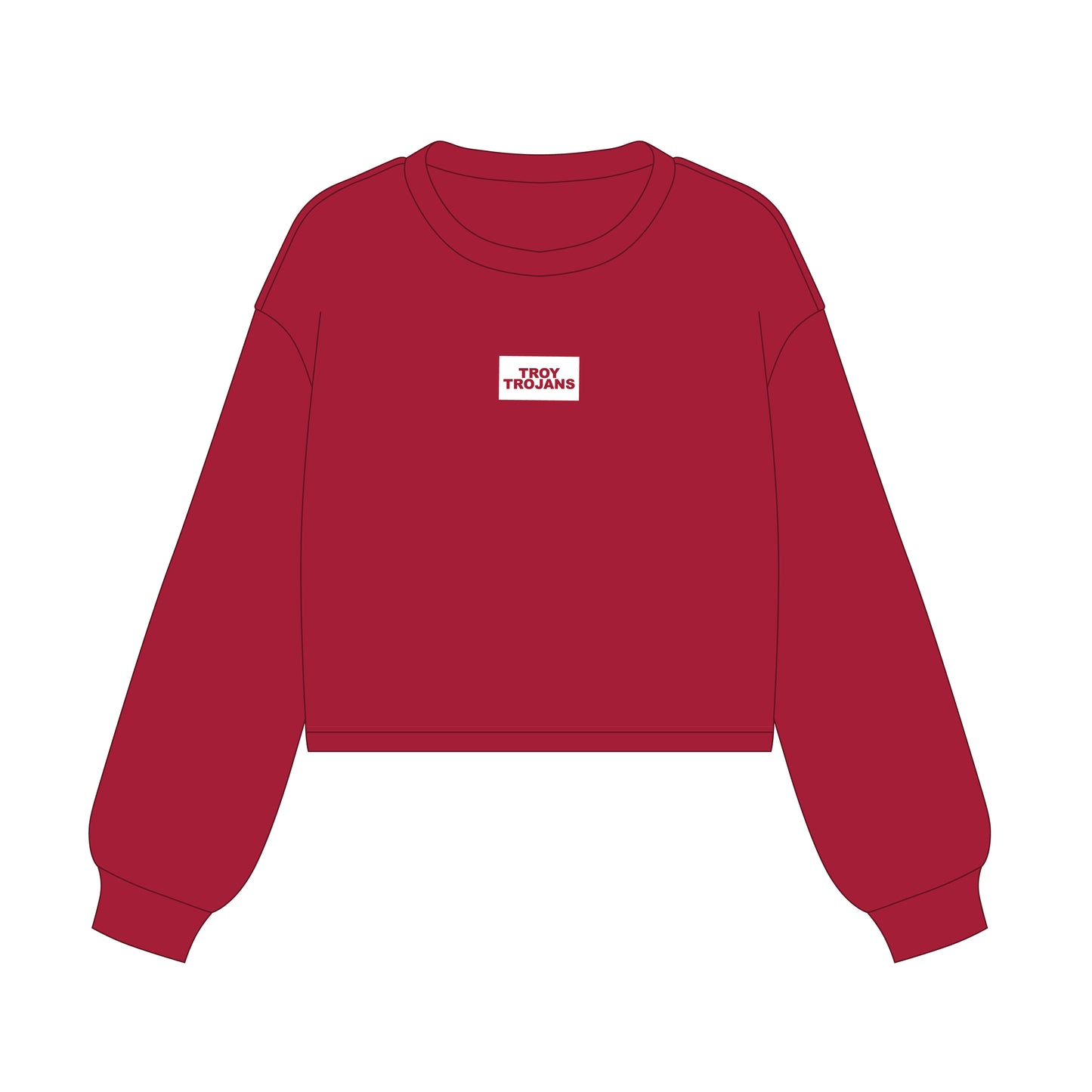 The Becca Boxy Crewneck Troy Trojans Woven Label | Youth Deep Red
