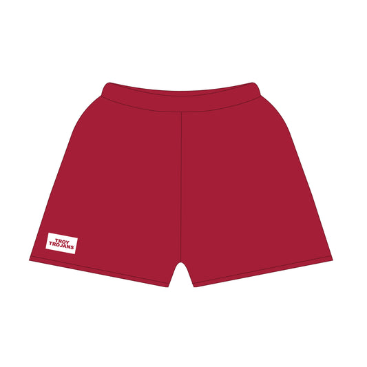 The Becca Shorts Troy Trojans Woven Label | Deep Red