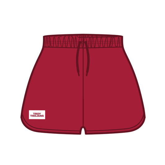 The Kristen Airy Lounge Shorts Troy Trojans Woven Label | Deep Red