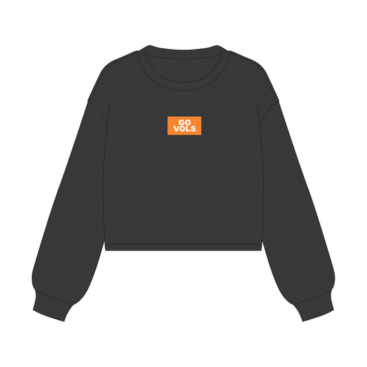 The Becca Boxy Crewneck Go Vols Woven Label | Youth Graphite
