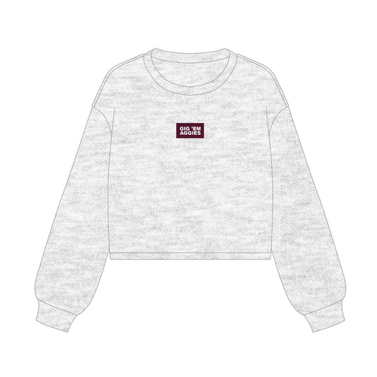 The Becca Boxy Crewneck Gig 'Em Aggies Woven Label | Ash
