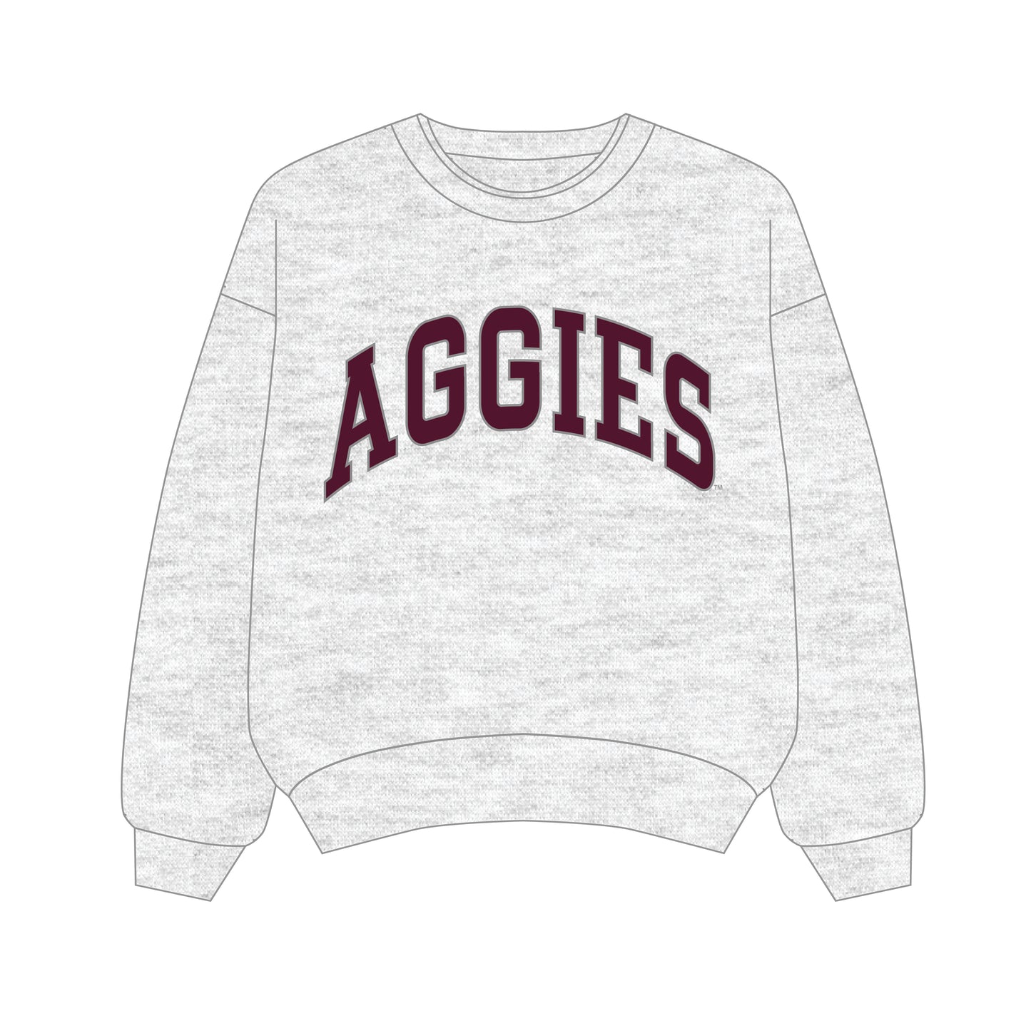 The Olivia Oversized Crewneck Gig 'Em Aggies Woven Label | Youth Ash