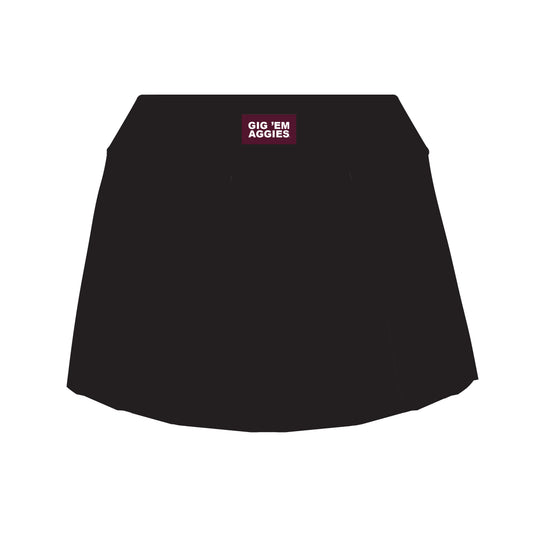 The Alli Tennis Skort Gig 'Em Aggies Woven Label | Youth Black