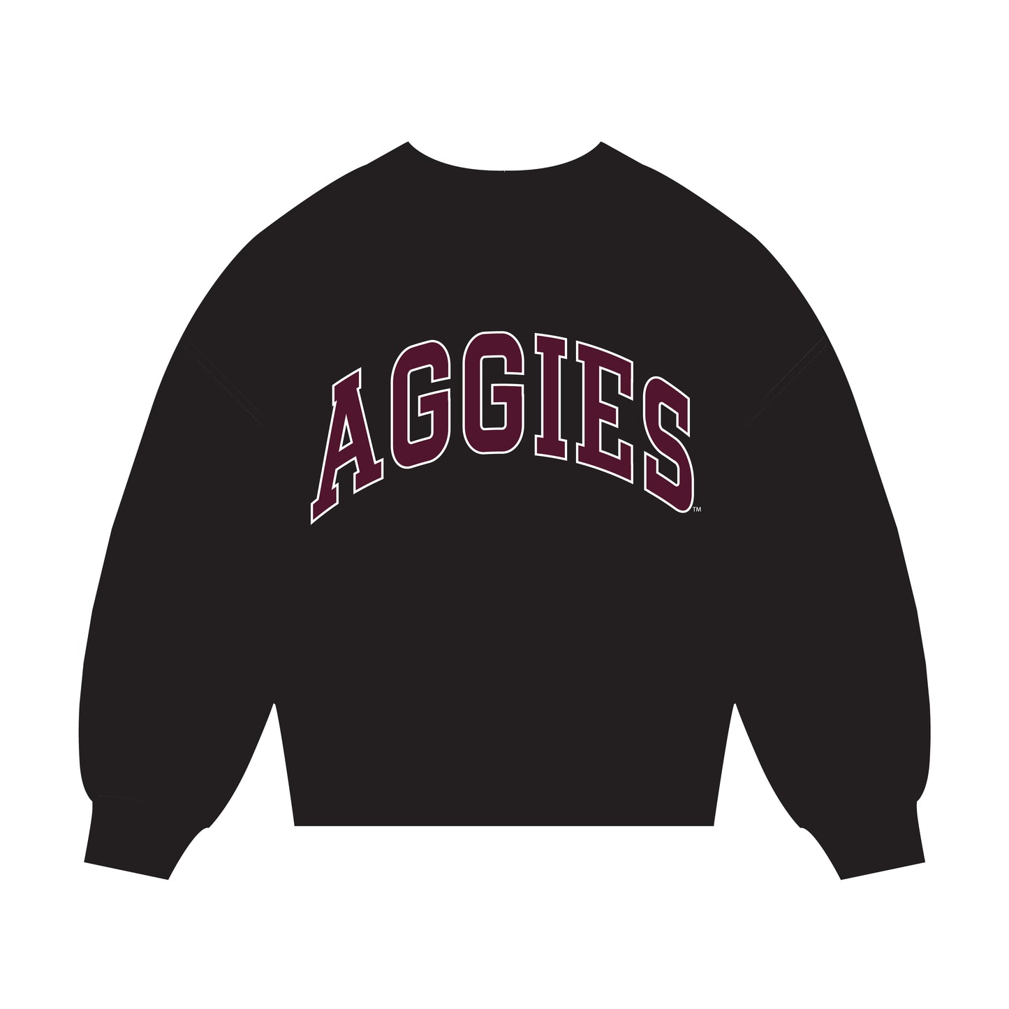 The Madi Classic Mockneck Aggies Applique | Black
