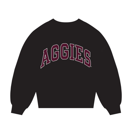 The Madi Classic Mockneck Aggies Applique | Black