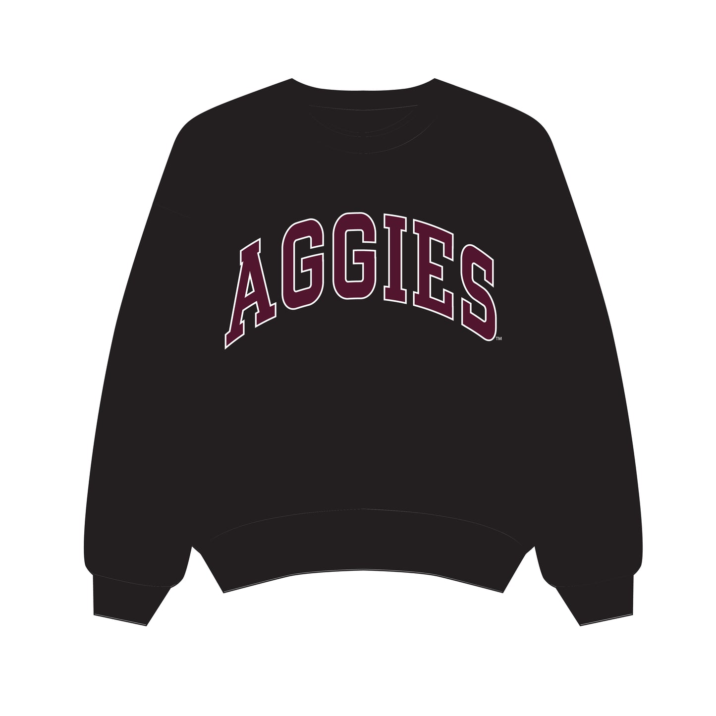 The Olivia Oversized Crewneck Gig 'Em Aggies Woven Label | Black