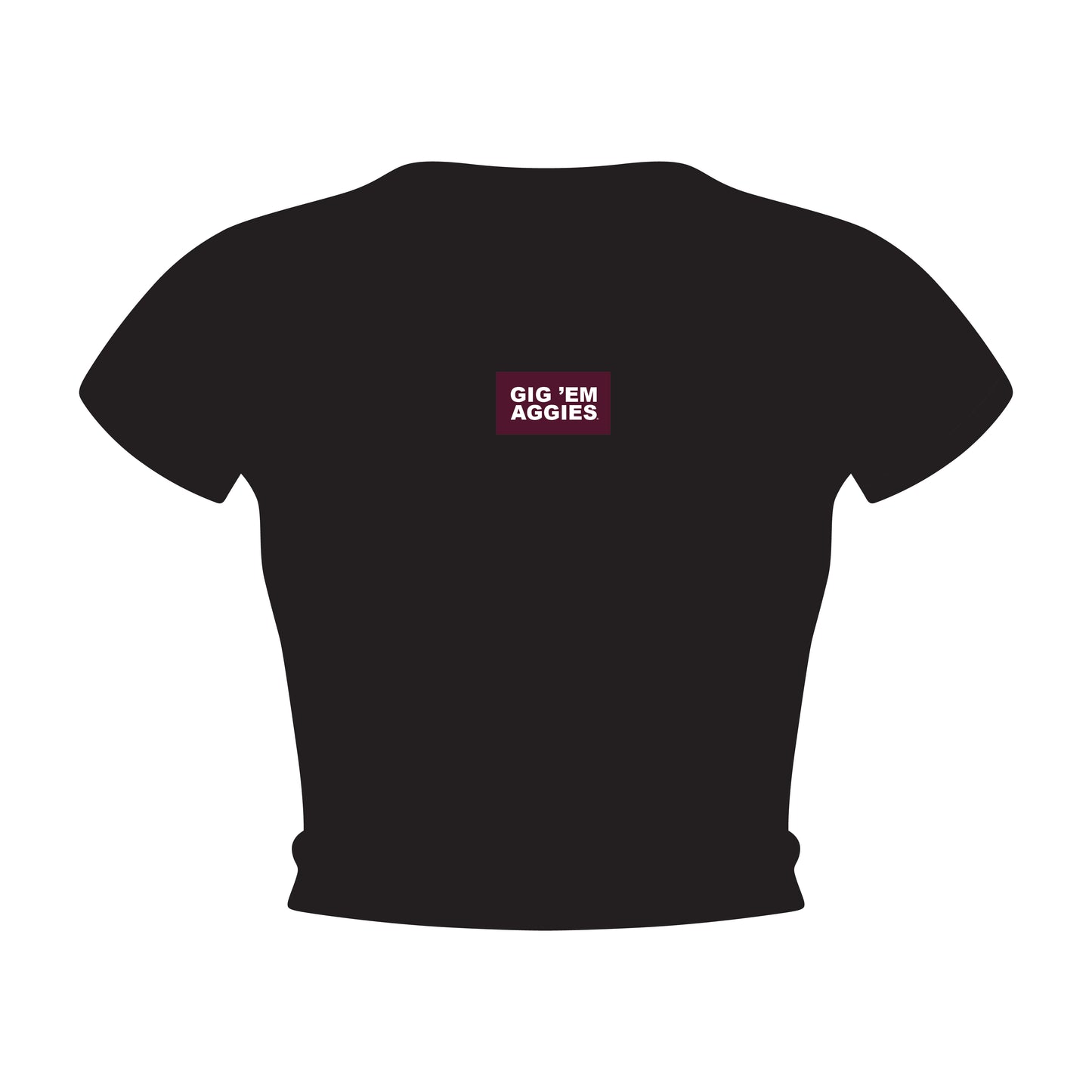 The Raegan Ribbed Baby Tee Gig 'Em Aggies Woven Label | Black