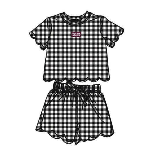 The Sue Scalloped Set Gig Em Aggies | Youth Black