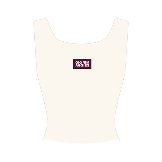 The Alli Ribbed Tank Gig 'Em Aggies Woven Label | Bone