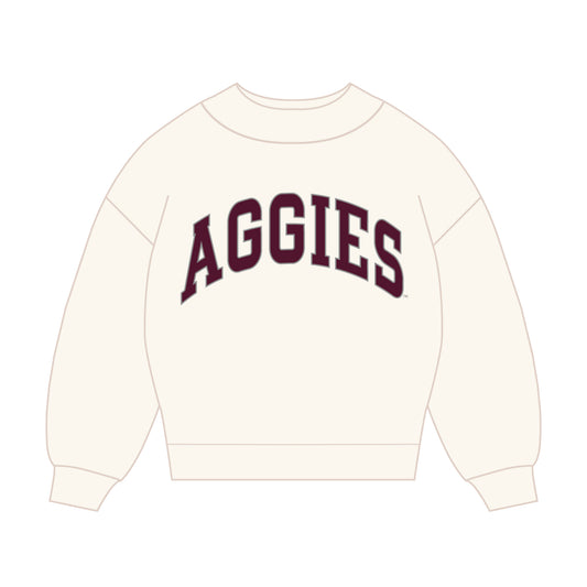 The Madi Classic Mockneck Aggies Applique | Youth Bone