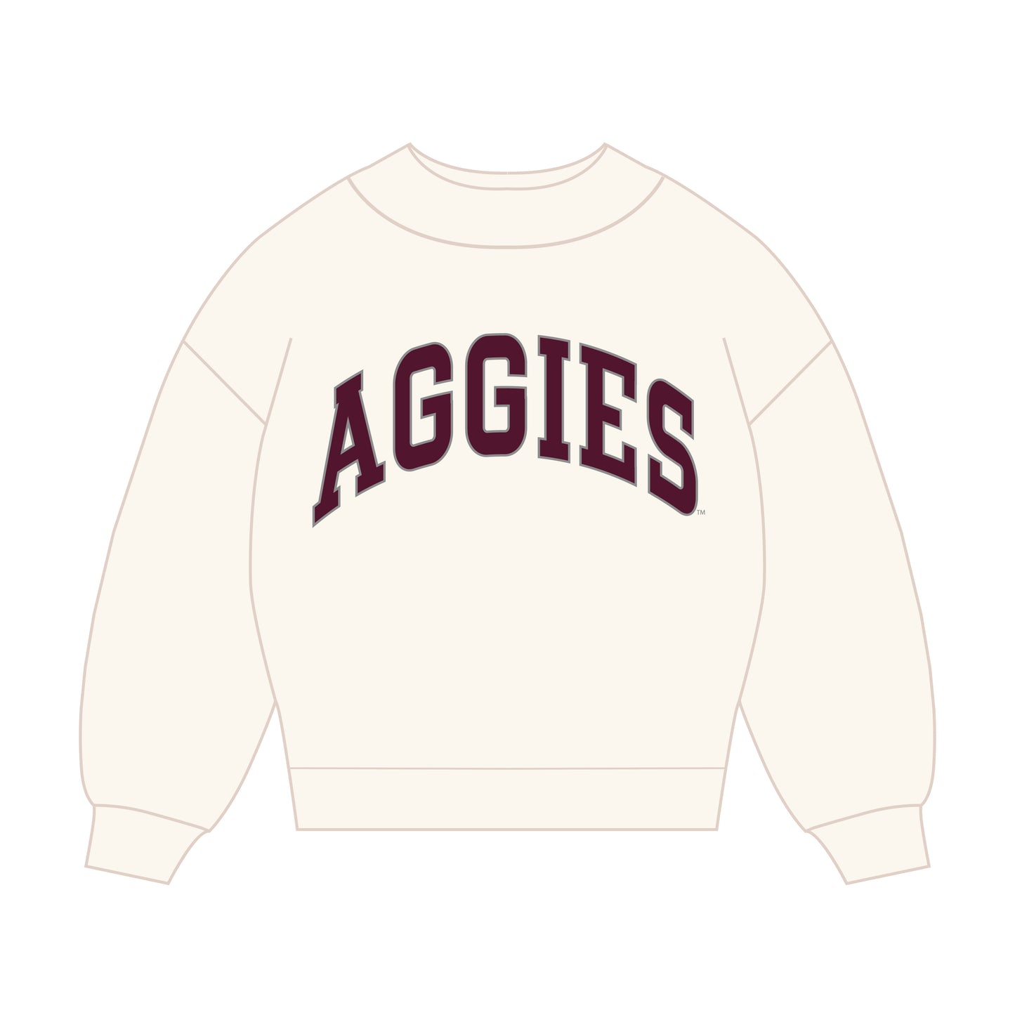 The Madi Classic Mockneck Aggies Applique | Bone
