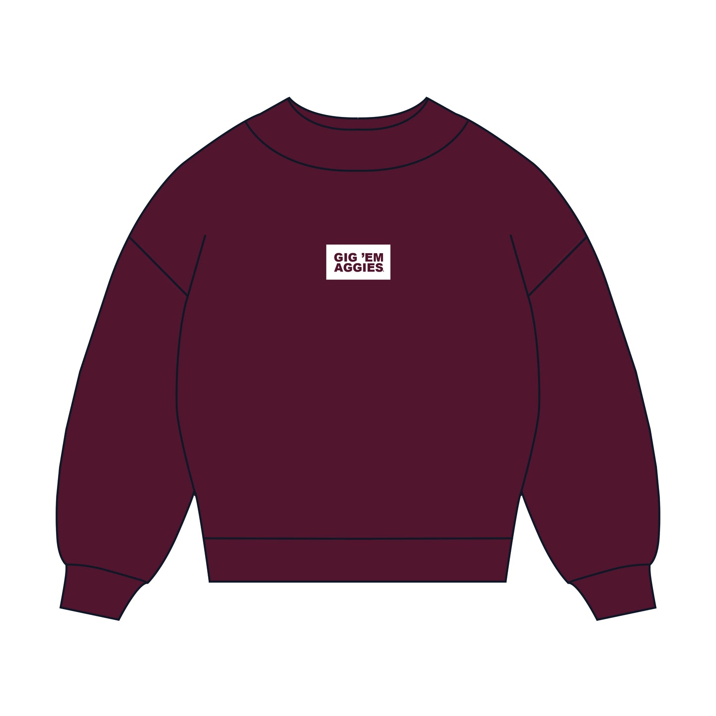 The Mary Mockneck Gig 'Em Aggies Woven Label | Youth Deep Maroon
