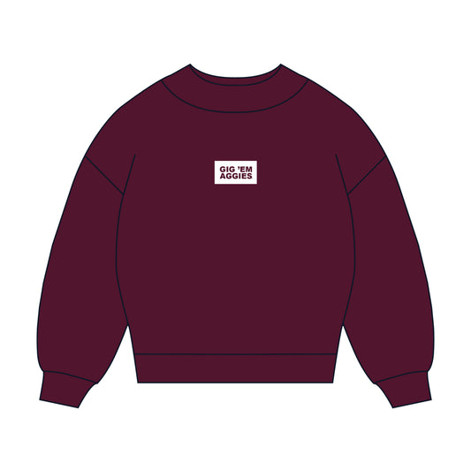 The Mary Mockneck Gig 'Em Aggies Woven Label | Youth Deep Maroon