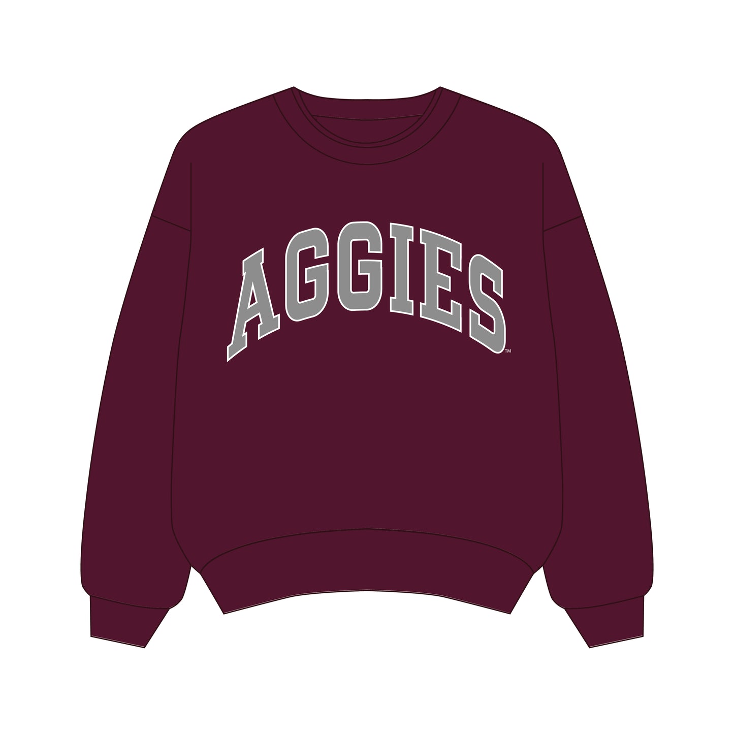 The Olivia Oversized Crewneck Gig 'Em Aggies Woven Label | Deep Maroon