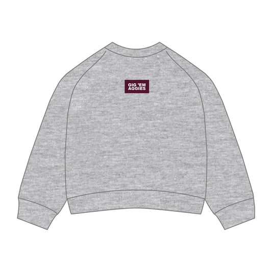 The Ava Airy Crewneck Gig 'Em Aggies Woven Label | Youth Ash