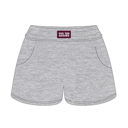 The Ava Airy Shorts Gig 'Em Aggies Woven Label | Ash