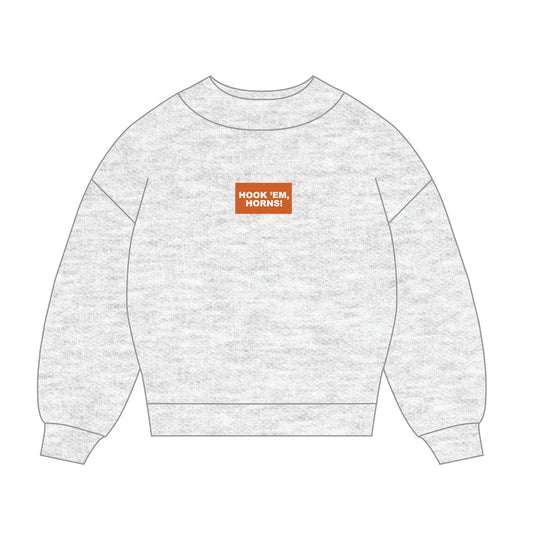 The Mary Mockneck Hook 'Em Horns Woven Label | Ash