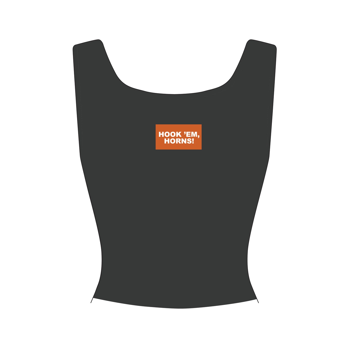 Alli Ribbed Tank Hook 'Em Horns Woven Label | Graphite