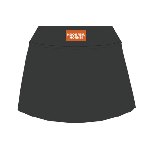 The Alli Tennis Skort Hook 'Em Horns Woven Label | Graphite