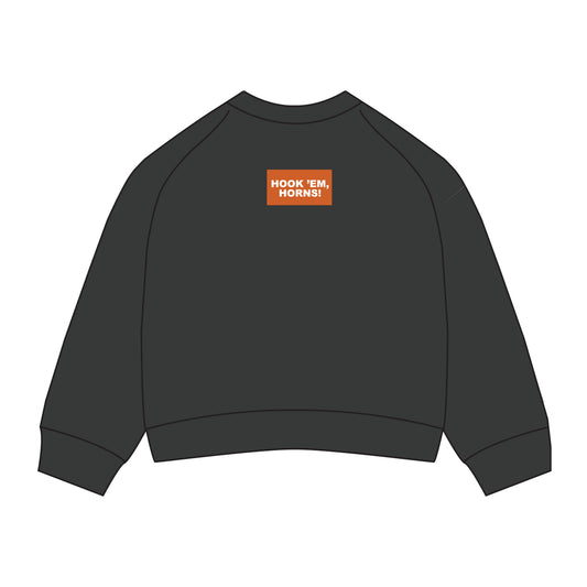 The Ava Airy Crewneck Hook 'Em Horns Woven Label | Graphite