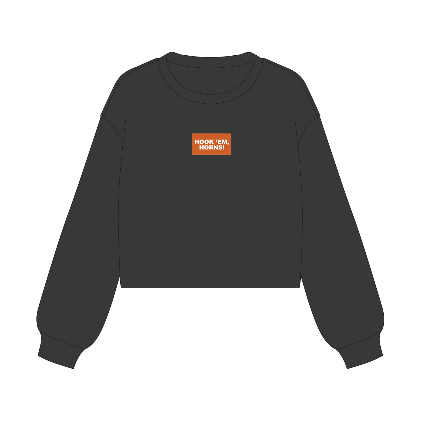The Becca Boxy Crewneck Hook 'Em Horns Woven Label | Graphite