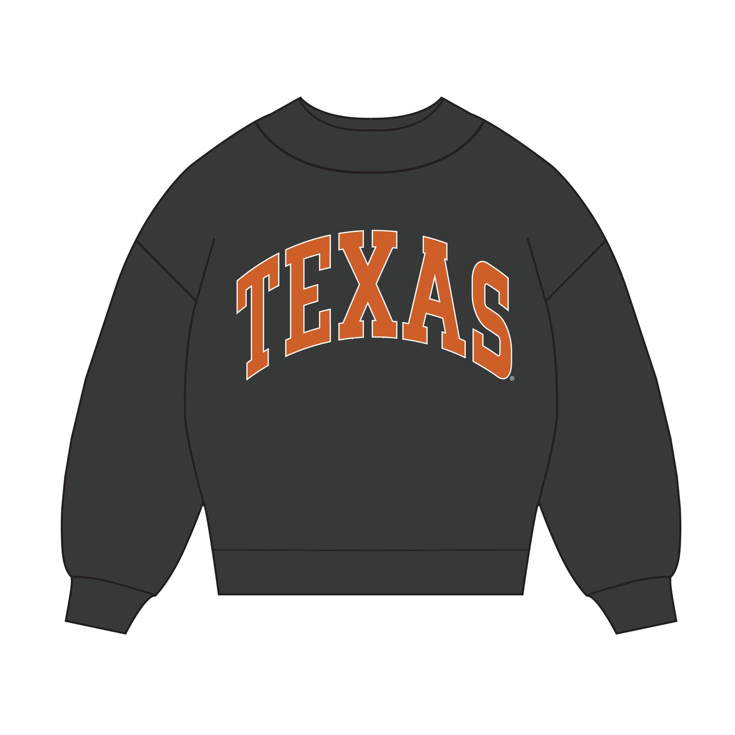 The Madi Classic Mockneck Texas Applique | Graphite