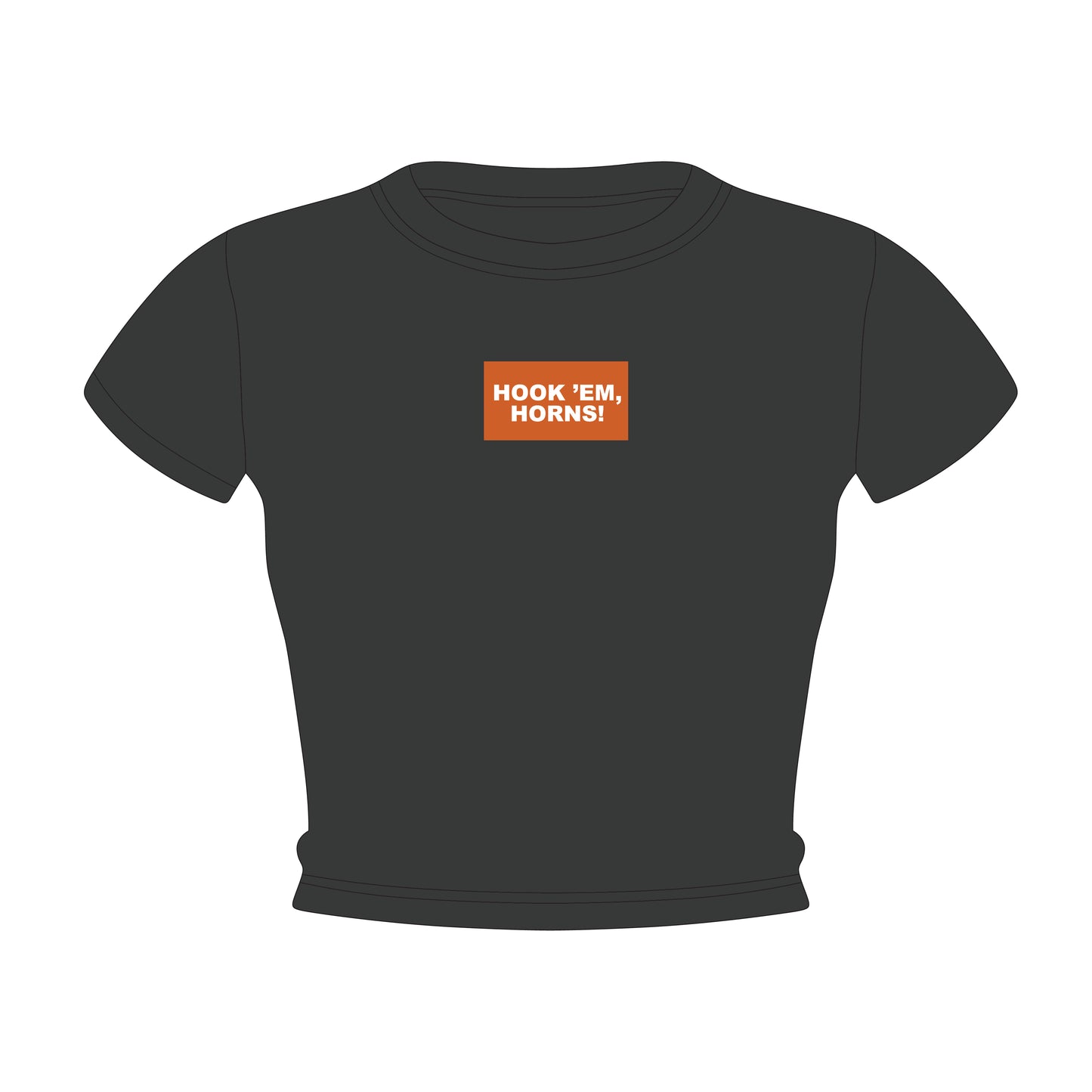 The Raegan Ribbed Baby Tee Hook 'Em Horns Woven Label | Youth Graphite