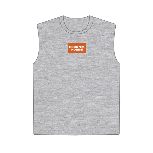 The Anna Active Tank Hook 'Em Horns Woven Label | Heather Grey