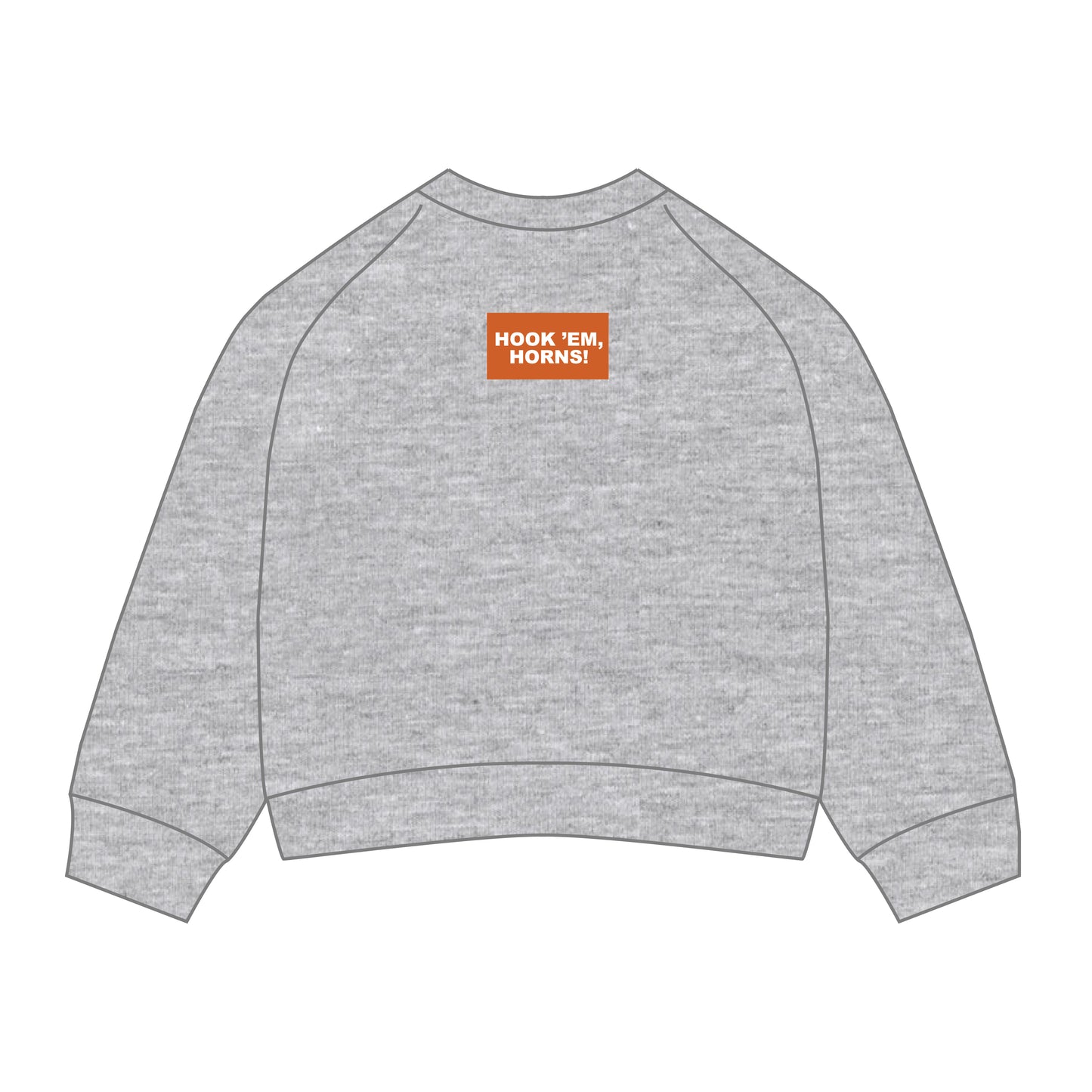 The Ava Airy Crewneck Hook 'Em Horns Woven Label | Youth Heather Grey
