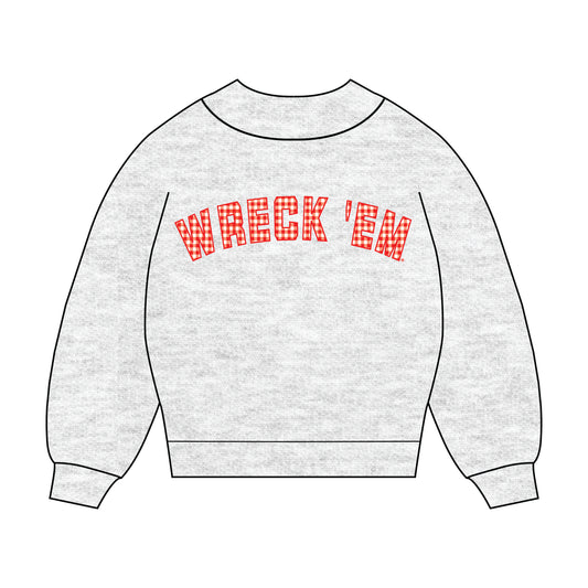 The Mallory Gingham Mockneck Texas Tech | Youth Ash