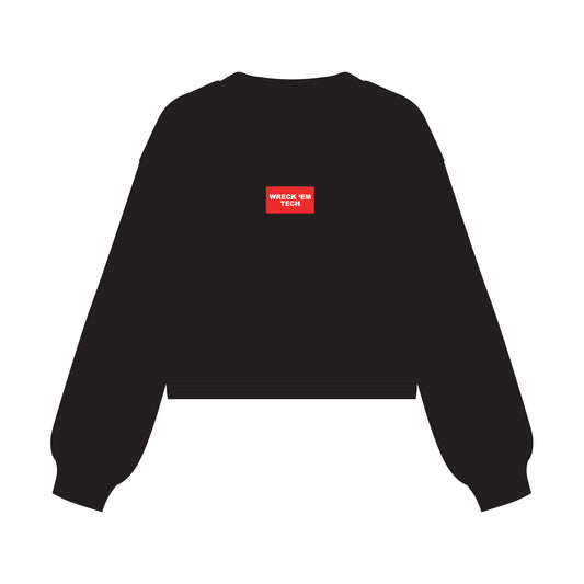 The Becca Boxy Crewneck Wreck 'Em Tech Woven Label | Black
