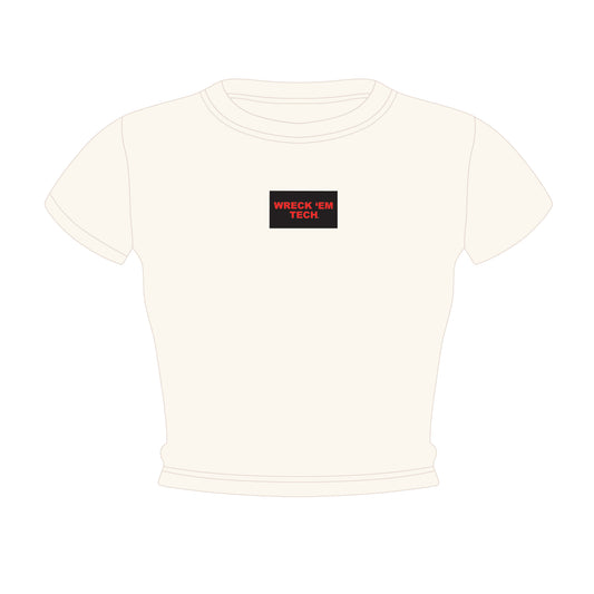 The Raegan Ribbed Baby Tee Wreck 'Em Tech Woven Label | Bone